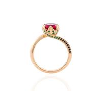 Bishilin Pretty Rings for Women, Vintage Rings 9K Gold Elegant Design with Red Round Created Ruby Size L 1/2