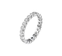 Bishilin Pretty Rings, Silver Rings Trendy with Round Shape Cubic Zirconia Size L 1/2 for Holiday Gifts Family Parties Wedding