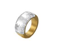 Bishilin Pretty Rings, Stainless Steel Rings Gothic Gold White with Rectangle Stone Size L 1/2