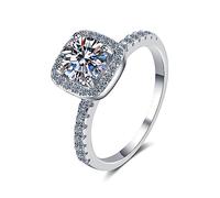 Bishilin Promise Ring Dainty, Rings for Women Trendy Silver 4-Prong with 8mm Cubic Zirconia Sterling Silver Size L 1/2