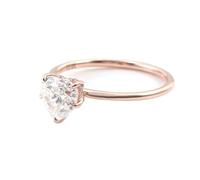Bishilin Promise Ring Matching, Travel Wedding Ring Set Moissanite 14K Rose Gold Solitaire Heart with 1Ct Moissanite Size T 1/2