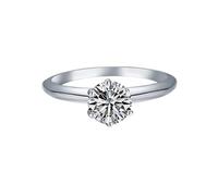 Bishilin Ring 925 Sterling Silver, The Promise Ring Silver 6-Prong Solitaire with Round Cubic Zirconia Size P 1/2
