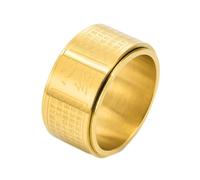 Bishilin Ring Stainless Steel, Gold Wedding Bands for Men Heart Sutra Spinner Size T 1/2 for Holiday Birthday Fashion