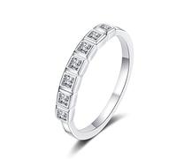 Bishilin S925 Sterling Silver Rings for Women, Moissanite Band Dainty Silver Princess Square with 0.56ct Moissanite Size R 1/2