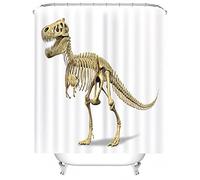 Bishilin Shower Curtain Extra Wide Polyester Dinosaur Skeleton Wet Room Shower Curtain with Hooks for Bath Tub and Shower Stall, Light Brown 180x200CM
