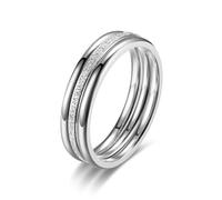 Bishilin Silver Eternity Ring, Stainless Steel Rings Ladies 3 Ringe Set Stack Rings Size X 1/2