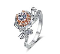 Bishilin Silver Rings Elegant, Dainty Wedding Band with 4-Prong White 0.5ct Moissanite Sterling Silver Size L 1/2