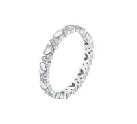 Bishilin Silver Rings for Women Hands, The Engagement Ring Heart with Round Cubic Zirconia Sterling Silver Size R 1/2