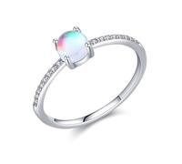 Bishilin Silver Rings Gothic, Argollas de Plata 925 para Mujer Delicate with Colorful Round Moonstone Size N 1/2
