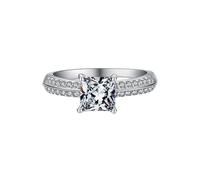 Bishilin Silver Rings Trendy, Women's Anniversary Rings Princess Shape with Cubic Zirconia Sterling Silver Size N 1/2