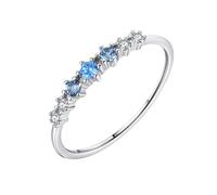 Bishilin Silver Wedding Band, Rings for Her Round with Blue Round Shape Cubic Zirconia Sterling Silver Size P 1/2