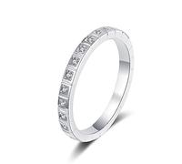 Bishilin Stackable Rings, The Promise Ring White Gold Half Eternity with 0.165ct Round Moissanite Sterling Silver Size L 1/2