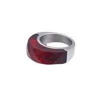Bishilin Stainless Rings Cute, Rings for Women Silver Round with Crystal Red Size N 1/2 Suitable for Wedding Anniversary Holiday