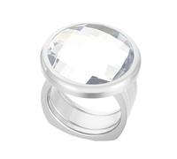 Bishilin Stainless Steel Band Set, Anillo de Compromiso para Mujer Silver White with Big Round Cubic Zirconia Size L 1/2