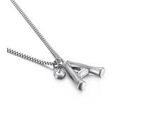 Bishilin Stainless Steel Necklace Chains, Necklaces for Women Trendy Silver Letter A with Cubic Zirconia