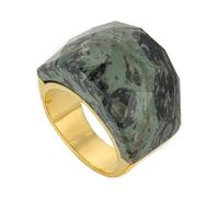 Bishilin Stainless Steel Ring Jewel, Gold Promise Rings with Irregular Stone Size P 1/2 Suitable for Wedding Anniversary Holiday