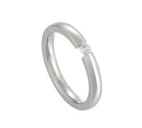 Bishilin Stainless Steel Ring Jewel, Silver Ring Set with Round Shape Cubic Zirconia Size N 1/2