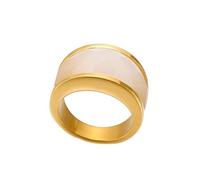 Bishilin Stainless Steel Ring Set, Cute Gold Rings Round 12mm Size N 1/2 Suitable for Wedding Anniversary Holiday