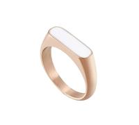 Bishilin Stainless Steel Ring Sets, Love Rings for Women Rose Gold White with Rectangle Pattern Size P 1/2