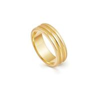 Bishilin Stainless Steel Rings Vintage, Gold Rings Engagement Three Rows Size L 1/2 Suitable for Wedding Anniversary Holiday