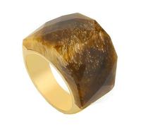 Bishilin Stainless Steel Wedding Band, Anillos de Compromiso para Mujer de Oro with Irregular Stone Size L 1/2