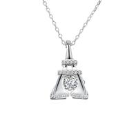 Bishilin Sterling Silver Chains for Women Set, Necklace Chains for Women Silver Eiffel Tower with White Round Cubic Zirconia