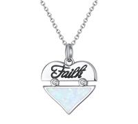 Bishilin Sterling Silver Necklace Stack, Womens Silver Necklace Heart with White Round Cubic Zirconia