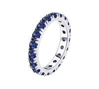 Bishilin Sterling Silver Ring, Silver Rings Aesthetic Round with Blue Round Shape Created Cubic Zirconia Size P 1/2