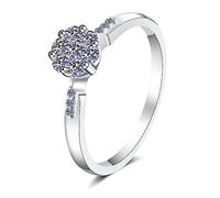 Bishilin Sterling Silver Womens Rings, Married Ring Silver with 6-Prong White 0.24ct Moissanite Size Q 1/2