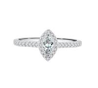 Bishilin The Promise Ring, Anillos de Plata para Mujer Round with White Marquise Shape Zirconia Sterling Silver Size L 1/2