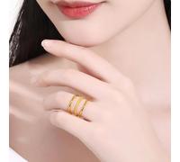 Bishilin The Promise Ring, Bridal Wedding Rings 24K Yellow Gold Matte Narrow 1.5MM Size P 1/2