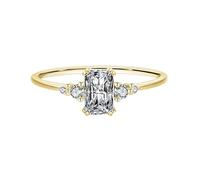 Bishilin The Promise Ring, Engagement Ring Gold Rectangle with Cubic Zirconia Sterling Silver Size N 1/2