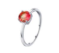 Bishilin The Promise Ring, Middle Finger Ring 9K White Gold Round Solitaire with Red Lab Created Ruby Size L 1/2