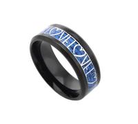 Bishilin The Promise Ring, Promise Ring Vintage Style Black Silver Love Carbon Fiber Size P 1/2