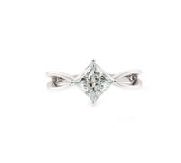 Bishilin The Promise Ring, Wedding Rings 14K White Gold with 3Ct Square Shape Moissanite Size R 1/2