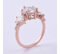 Bishilin The Wedding Band, Pretty Rings 18.1K Rose Gold 4 Prongs with Princess Moissanite Size R 1/2