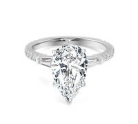Bishilin Travel Wedding Ring Set Moissanite, Knuckle Ring 14K White Gold Elegant with 1Ct Pear Moissanite Size H 1/2