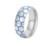 Bishilin Unique Mens Wedding Ring, Silver Rings Cute Football Pattern Glow in The Dark Size L 1/2