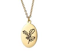 Bishilin Wedding Necklaces for Women, Stainless Steel Necklace Kit Gold Oval with Flower Pattern December