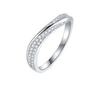 Bishilin Wedding Rings for Her Sterling Silver, Silver Wedding Bands Twisted Inlaid Stones with Round Cubic Zirconia Size R 1/2