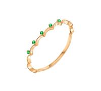 Bishilin Wedding Rings Gold, Cute Promise Rings for Women 18K Yellow Gold Crown Shaped with Lab Created Emerald Size U 1/2