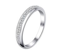 Bishilin White Gold Wedding Band for Women, Travel Wedding Ring Set Moissanite 14K Simple Stackable with Square Moissanite Size J 1/2