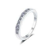 Bishilin Womens Engagement Rings, Beautiful Gift for Women White Gold Half Eternity with 0.27ct Round Moissanite Sterling Silver Size N 1/2