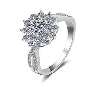 Bishilin Womens Rings White Gold, Moissanite Wedding Ring Band Twisted Flower with 0.5ct Round Moissanite Sterling Silver Size J 1/2