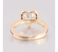 Bishilin Women's Stacking Rings, Jewelry for Women Rings 9K Gold Simple Heart with 2Ct Moissanite Size N 1/2