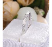 Bishilin Womens Wedding Rings, Rings for Her 18.1K White Gold Elegant with Square Moissanite Size Q 1/2