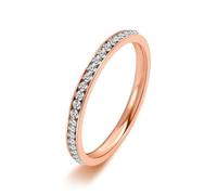 Bishilin Zirconia Ring, Stainless Steel Ring Jewelry Rose Gold Full of Stars with White Round Cubic Zirconia Size T 1/2
