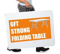 Bishop 6ft Heavy Duty Folding Table. Portable trestle table for indoor/outdoor dining, Picnic, camping, BBQ, White (Holds upto 250kg)