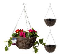 Bishop Rattan Hanging Baskets Outdoor, Dark Wicker, 12 inch (Qty 2 Pieces)