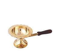 BishtHub Brass Dhoop Dhuni Handcrafted Incense Burner Incense Censor Sambrani Dhoop with Wooden Holder Pooja Item for Home Fragrance- 4.5 Inch Length